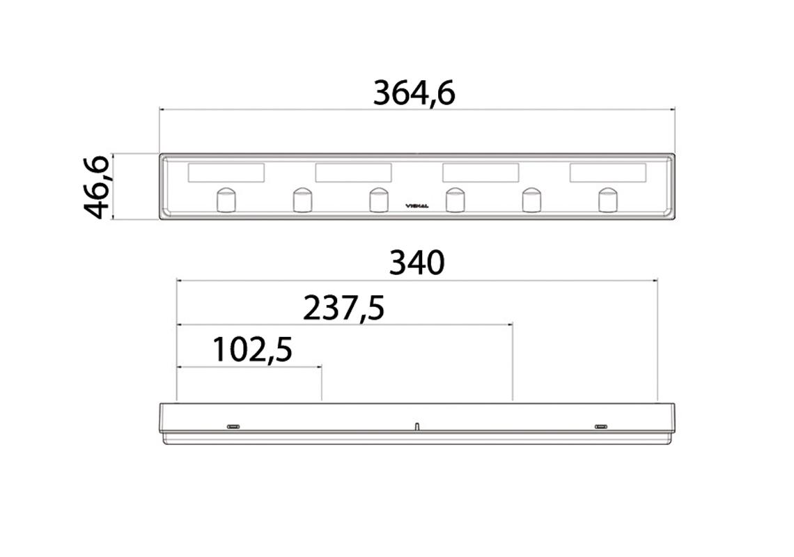 LED Leuchtbalken Rechts mit DT4 Anschlussstecker, Fixierung hinten